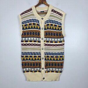 Dale of Norway Wool Vest Nordic Fair Isle Mens Size 48 Vintage Button Up